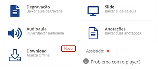 Opções das Vídeo Aulas 2 Opções das Vídeo Aulas 2